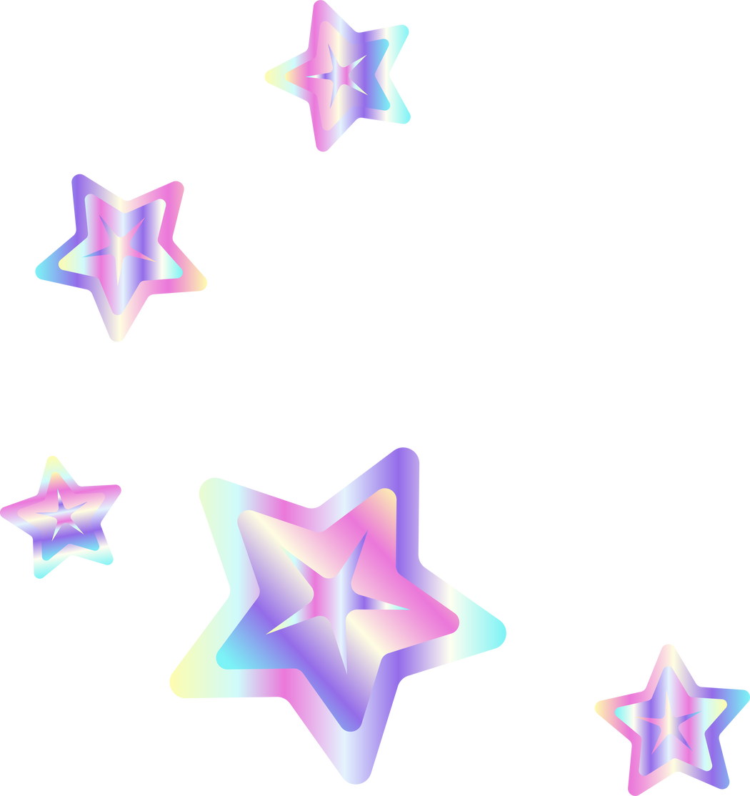 Holographic rainbow stars decorative elements